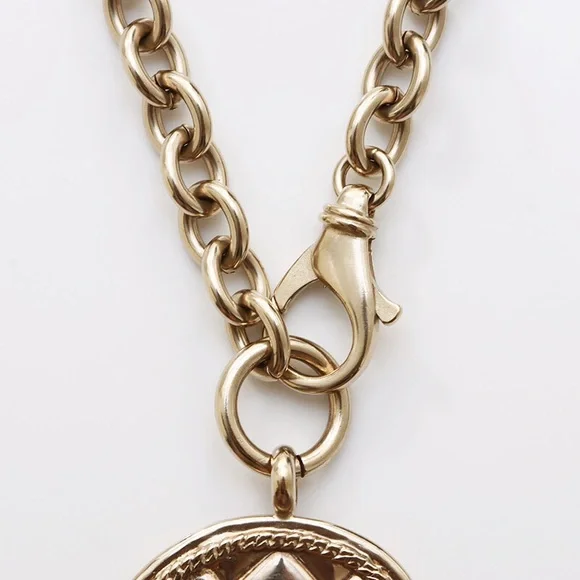 CHANEL Necklace B15K Coco Mark Medal Charm CC Logo Chain - Picture 2 of 3